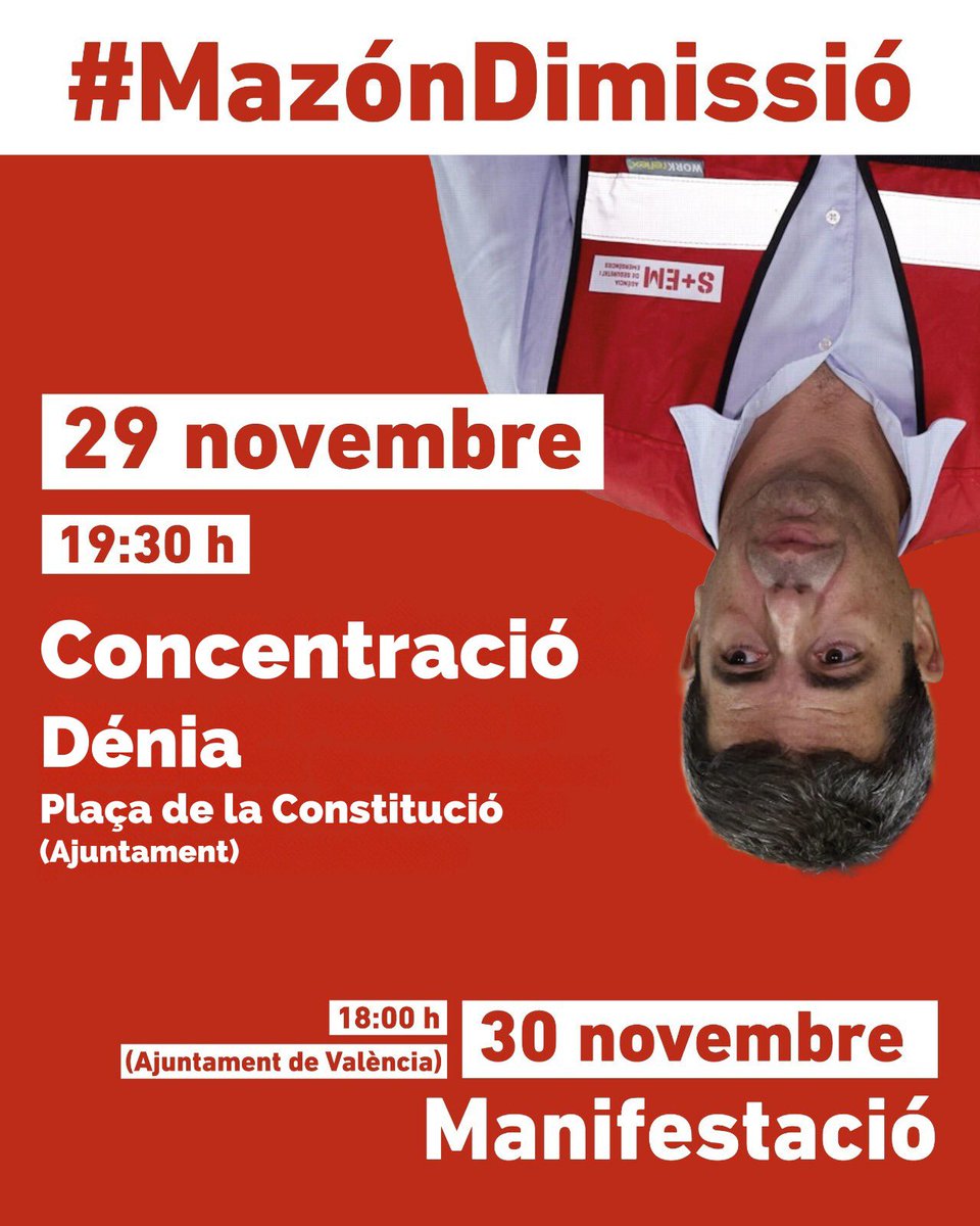 AlbertoRobles97's tweet image. 🔴 Demà, tots i totes a #Dénia!

Fa 30 dies de la DANA i Mazón continua sense donar respostes. És hora de reclamar la seua dimissió davant la seua gestió ineficaç

📍 Plaça de l’Ajuntament de Dénia
🕢 19:30 h

#MarinaAlta