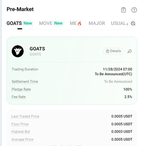 MGofreddo83's tweet photo. 🚨$GOATS is live on KuCoin Pre-Market!

Don't miss out on the memefication gaming revolution. Play, earn, and get $GOATS with fun games on #TON

The floor price is only 0.0005 USDT – grab your share early! 🐐💰
👉https://t.co/kGdBjVmiBW

#GOATS #CryptoGaming #KuCoin #Memefication https://t.co/PC6QM5VPWO