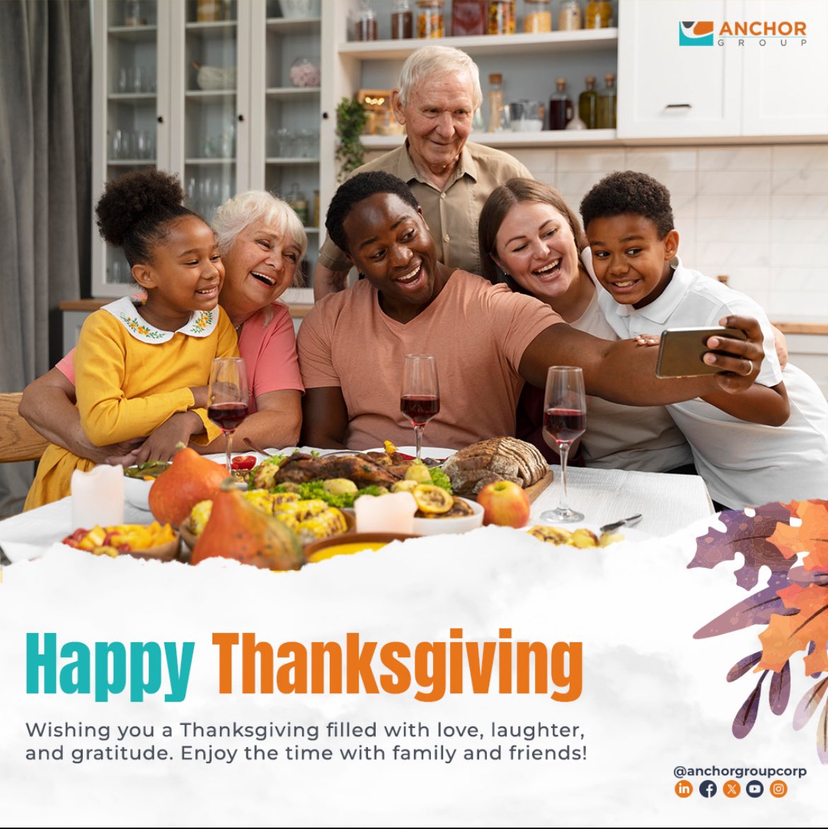 AnchorGroupCorp's tweet photo. As we gather around the table, let’s remember the importance of community, love, and gratitude. 

Happy Thanksgiving from Anchor Group Corp! 

#Thanksgiving #Community #AnchorGroup https://t.co/pA2ythHiN0