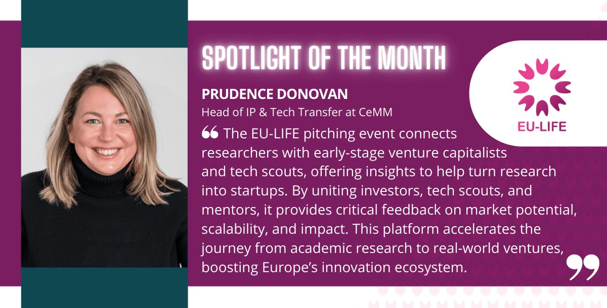 @EULIFEnews (@eulife_news) on Twitter photo 💡Welcome to #EULIFEspotlight!
This month we celebrate Prue Donovan, Head of IP & Tech Transfer at <a href="/CeMM/">Cem Ozkaynak</a>, who is co-chair of the #TechTransfer working group and led the organisation of the annual EU-LIFE Pitching event last month ➡️ eu-life.eu/research-excel… 💡Welcome to #EULIFEspotlight!
This month we celebrate Prue Donovan, Head of IP & Tech Transfer at <a href="/CeMM/">Cem Ozkaynak</a>, who is co-chair of the #TechTransfer working group and led the organisation of the annual EU-LIFE Pitching event last month ➡️ eu-life.eu/research-excel…