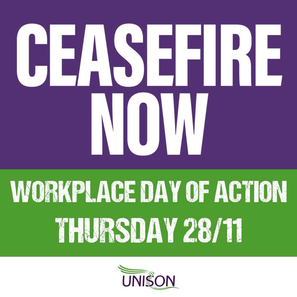 TODAY: #CeaseFireNow - Workplace Day of Action 

The TUC and unions are supporting the workplace day of action today, calling for an immediate ceasefire in Gaza.

Share your photos with us. Join us in taking action ⏩
unsn.uk/4fU5tTy