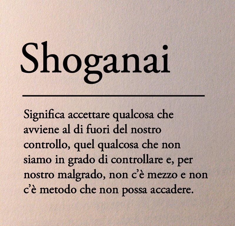 La cultura giapponese insegna: ricostruire la via verso la felicità e la serenità. Abbandonarsi completamente ai pensieri positivi e scivolarsi via i pensieri negativi. Sorridere nonostante tutto. Shoganai, quindi, andiamo oltre.