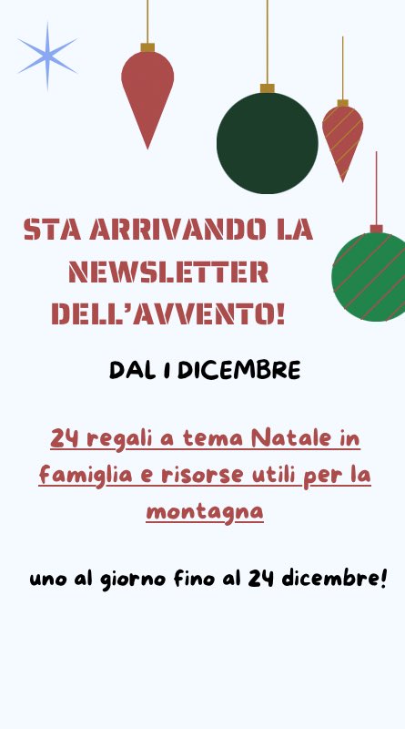 Iscriviti qui alla newsletter dell’#Avvento: Page.co/yifzi Ti aspettano #regali per #Natale e a tema #montagna