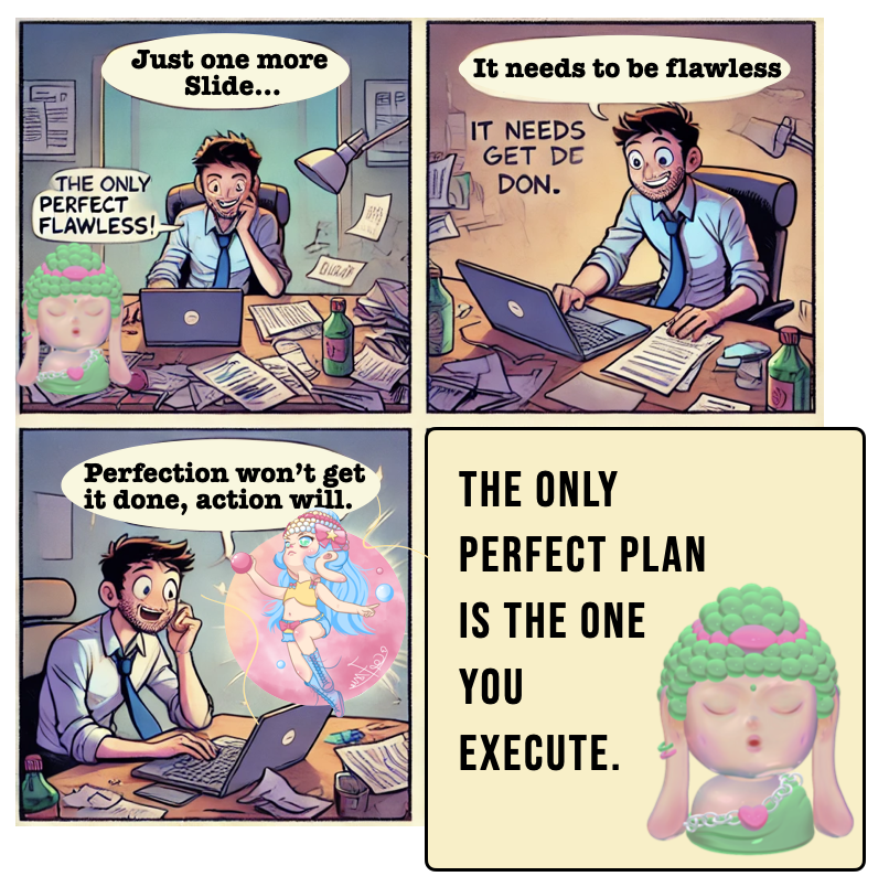 OYFANFAN_YY's tweet photo. 🛠️ Mark spent hours tweaking his pitch deck. "Just one more slide... It needs to be flawless!" Meanwhile, deadlines loomed.  
Fofo appeared: "Perfection won’t get it done, action will." 
💥 The only perfect plan is the one you execute. 
#FofoTruthBombs #FofoJourney https://t.co/D9AiRMiHHI