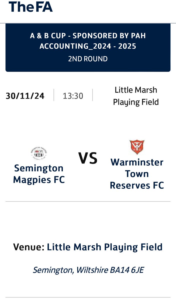 Semington Magpies FC (@fc_semingt84894) on Twitter photo We return to action with a tough Cup tie. The winners will face FC Devizes or <a href="/FC_Greyhound/">Greyhound FC</a> We return to action with a tough Cup tie. The winners will face FC Devizes or <a href="/FC_Greyhound/">Greyhound FC</a>