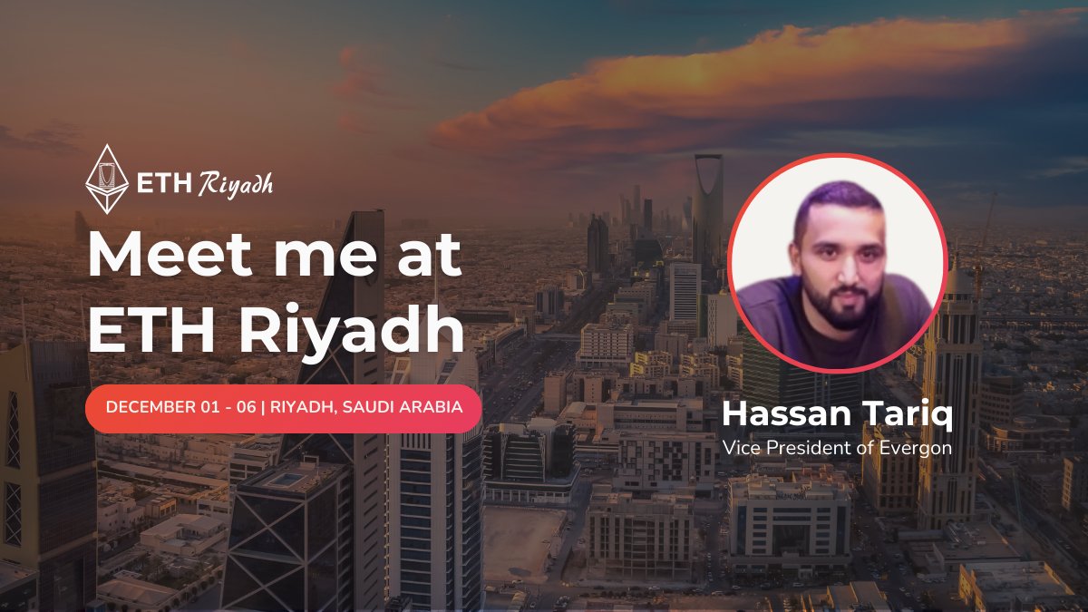 Evergon (@evergonlabs) on Twitter photo 🚀 Meet us at ETH Riyadh!
Our VP, Hassan Tariq, will be in Riyadh, Saudi Arabia from December 01 to 06.
Let’s connect to discuss how Evergon can help simplify your tokenization journey—from issuance and compliance to omnichain token distribution. 🚀
<a href="/0xETHRiyadh/">ETH Riyadh</a> #RWA 🚀 Meet us at ETH Riyadh!
Our VP, Hassan Tariq, will be in Riyadh, Saudi Arabia from December 01 to 06.
Let’s connect to discuss how Evergon can help simplify your tokenization journey—from issuance and compliance to omnichain token distribution. 🚀
<a href="/0xETHRiyadh/">ETH Riyadh</a> #RWA