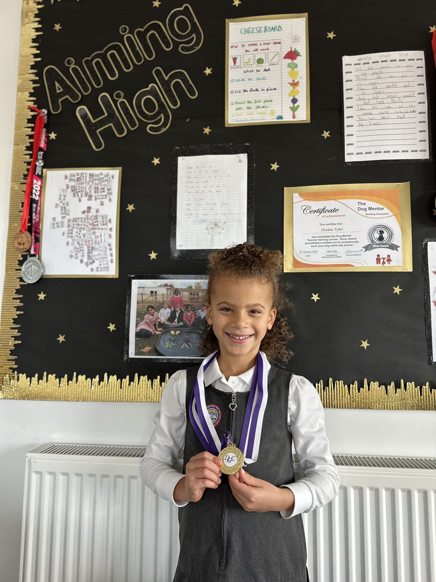 headcherrytree's tweet photo. I was so pleased to receive a visit from this young lady who has been #AimingHigh outside of school and has been awarded these beautiful medals for gymnastics 🤸! Well done 🌟 @CTS_Watford #CTSPE @MrsDavisCTS @MrLittleboyCTS https://t.co/fhaqdYOcc7
