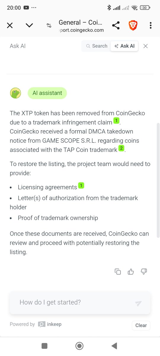 PTComputers1's tweet photo. @Uncledazza1 @Tap_Fintech @coingecko This was an answer given by coingecko chat Ai https://t.co/3BKCRTYvZj
