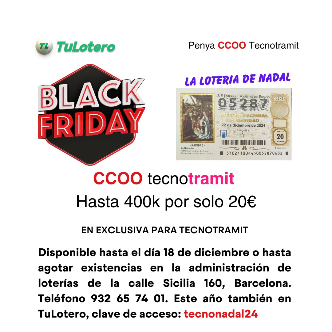 Encara no has comprat la loteria de Nadal? A què esperes? No et quedis sense.

¿Todavía no has comprado la lotería de Navidad? ¿A que esperas? No te quedes sin ella.

#loterianadal #loteríanavidad #ccootecnotramit #ccoo #tecnotramit