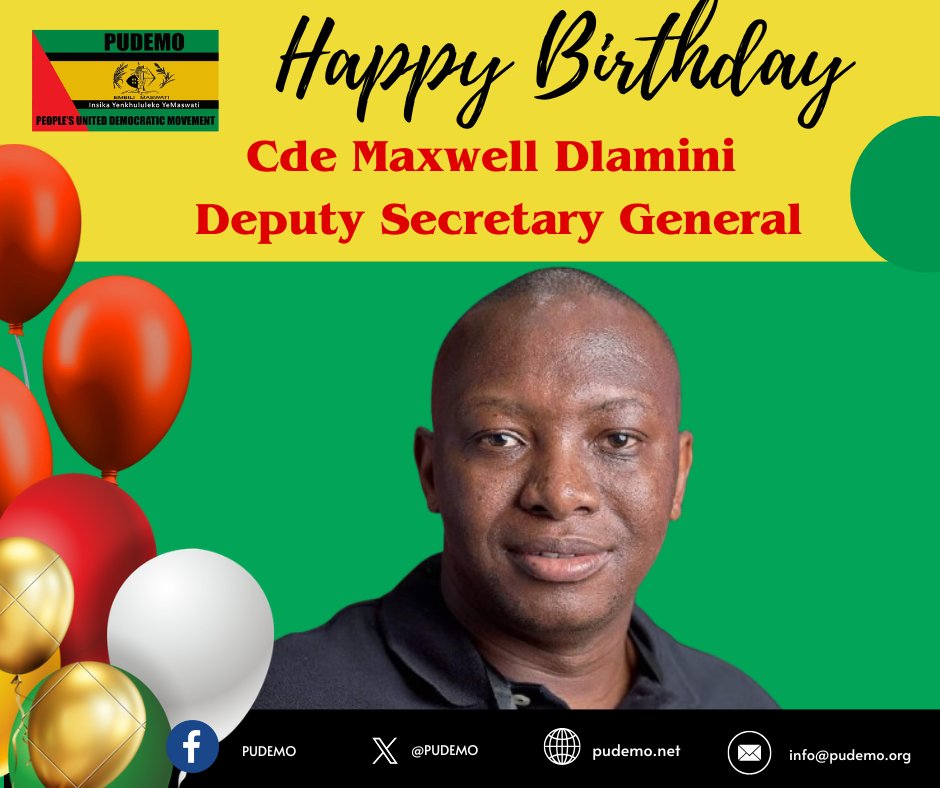 We extend our revolutionary birthday wishes to Cde Maxwell Dlamini , the Deputy Secretary General of our glorious movement. We wish you many years of good health and revolutionary spirit. Continue to serve our people with diligence leadership.