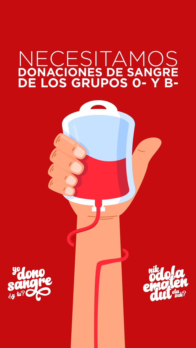 Este puente, no te olvides de donar sangre. Especialmente si eres de los grupos 0- y B-, nuestros niveles de reserva son bajos y necesitamos tu colaboración #yodonosangre #nikodolaematendut Reserva cita en adona.es
