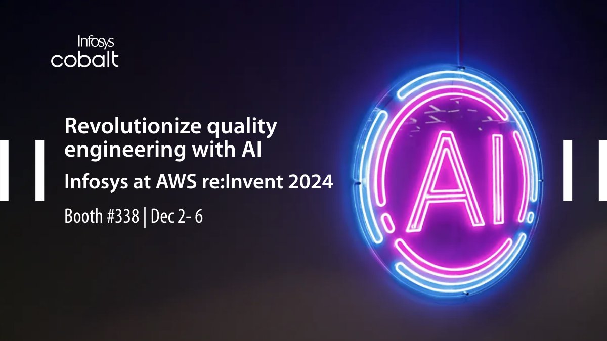 InfosysEvents's tweet photo. Visit #InfyAtReInvent24 at Booth #338 as we showcase how Infosys AI Assurance Platform is transforming businesses with a cloud-first, #AIfirst approach. Know more. https://t.co/VjLXhLoFBx

#QualityEngineering #AWSPartner #AWSReInvent @VensIyengar https://t.co/HVYMkKUGDx