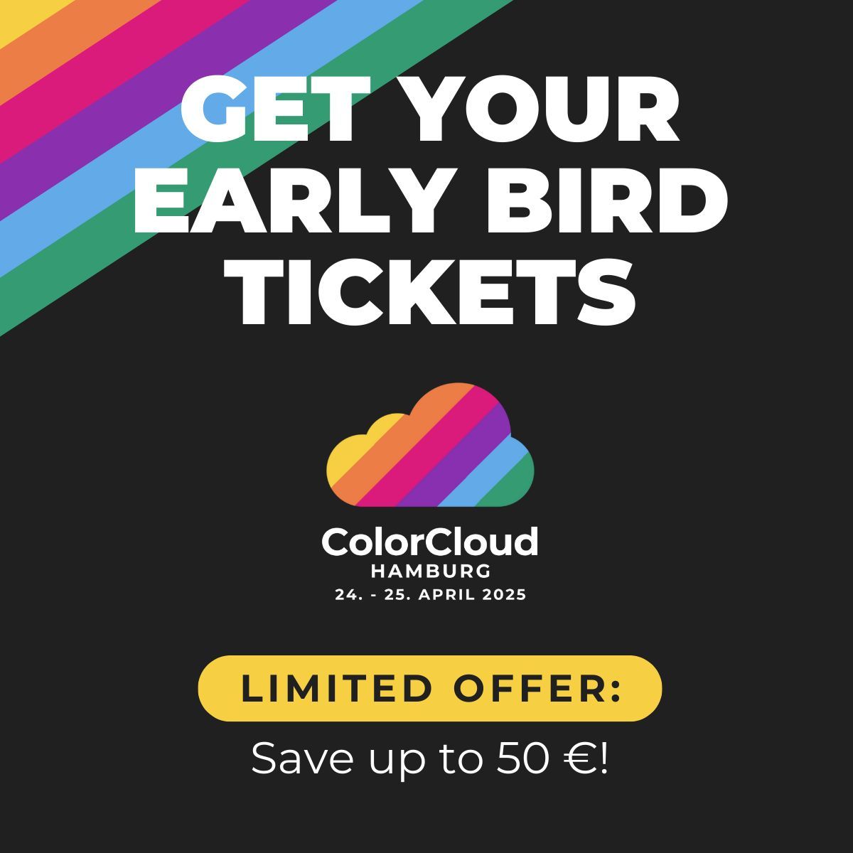 🎟️ Don’t miss your chance to grab early bird tickets for ColorCloud 2025! 

➡️Conference Ticket: 79 €
➡️AI Promptathon Ticket:  99 €
➡️🔥Combi Ticket (Conference + Workshop):  399 € 

Get your tickets HERE: buff.ly/3CyvrNN 

#ColorCloud2025 #ColorCloud