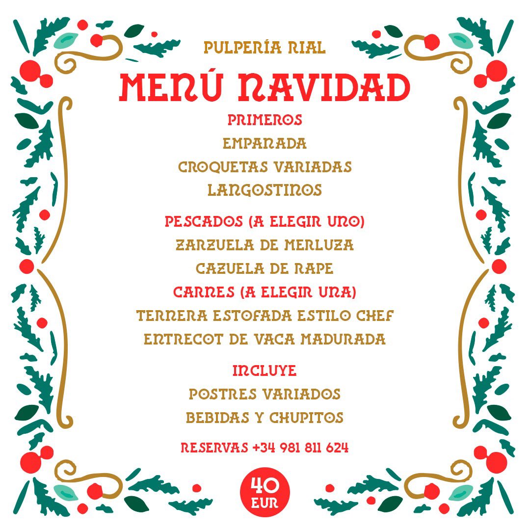 rialpulperia's tweet photo. Estás buscando restaurante para tu comida o cena de empresa de Navidad? En Restaurante Pulpería Rial, aún tenemos algún hueco. Llámanos y haz tu reserva. #pulperiarial https://t.co/1rRc3ssxnF