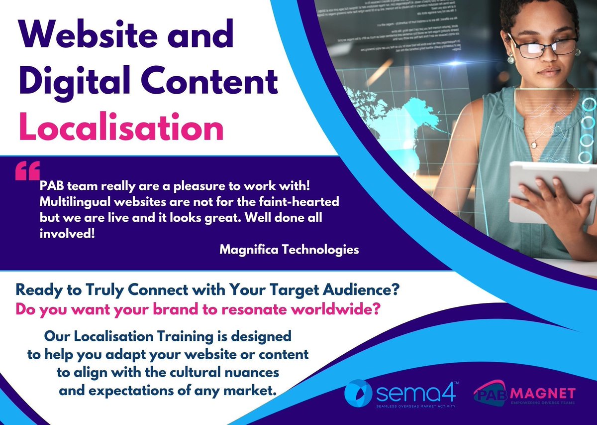 Last Chance to Enroll in Our Fully Funded Localisation Training! 

What: Website and Digital Content Localisation Training   
When: Wednesday, 11 December 2024

👉 Sign Up Here buff.ly/4fv4B7m 
#GlobalReach #BusinessGrowth #BrandExpansion #FreeTraining #Skegness #Louth
