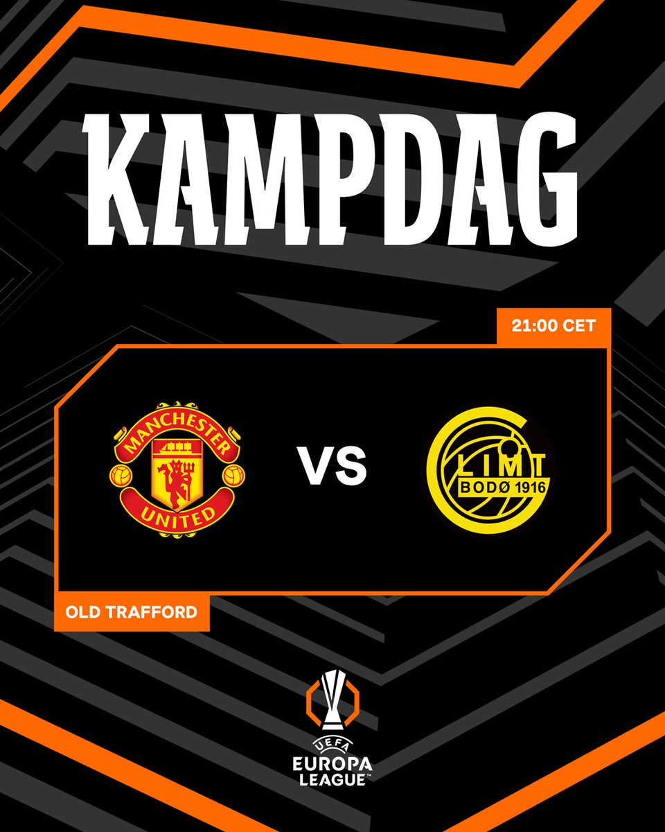 Glimt's tweet image. 𝗞𝗔𝗠𝗣𝗗𝗔𝗚

🏆 Europa League
🗓️ Kampdag 5
🆚 Manchester United
🕕 21:00 CET
🏟️ Old Trafford
ℹ️ glimt.no
📺 Viaplay
📻 Radio 3 Bodø