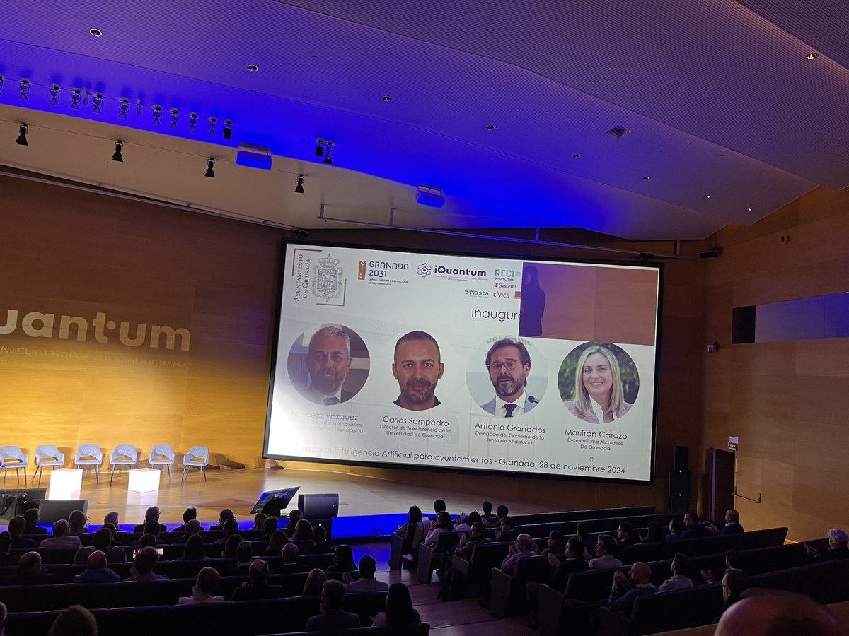 MarileoV's tweet photo. Hoy acompañamos a los ayuntamientos #Granada en la presentación del centro de inteligencia artificial urbana #iQuantum 
Desde @albadoc_es aplaudimos esta iniciativa, deseándole toda clase de éxitos 👏
@CanalUGR @aytogr https://t.co/vrwInBp18i