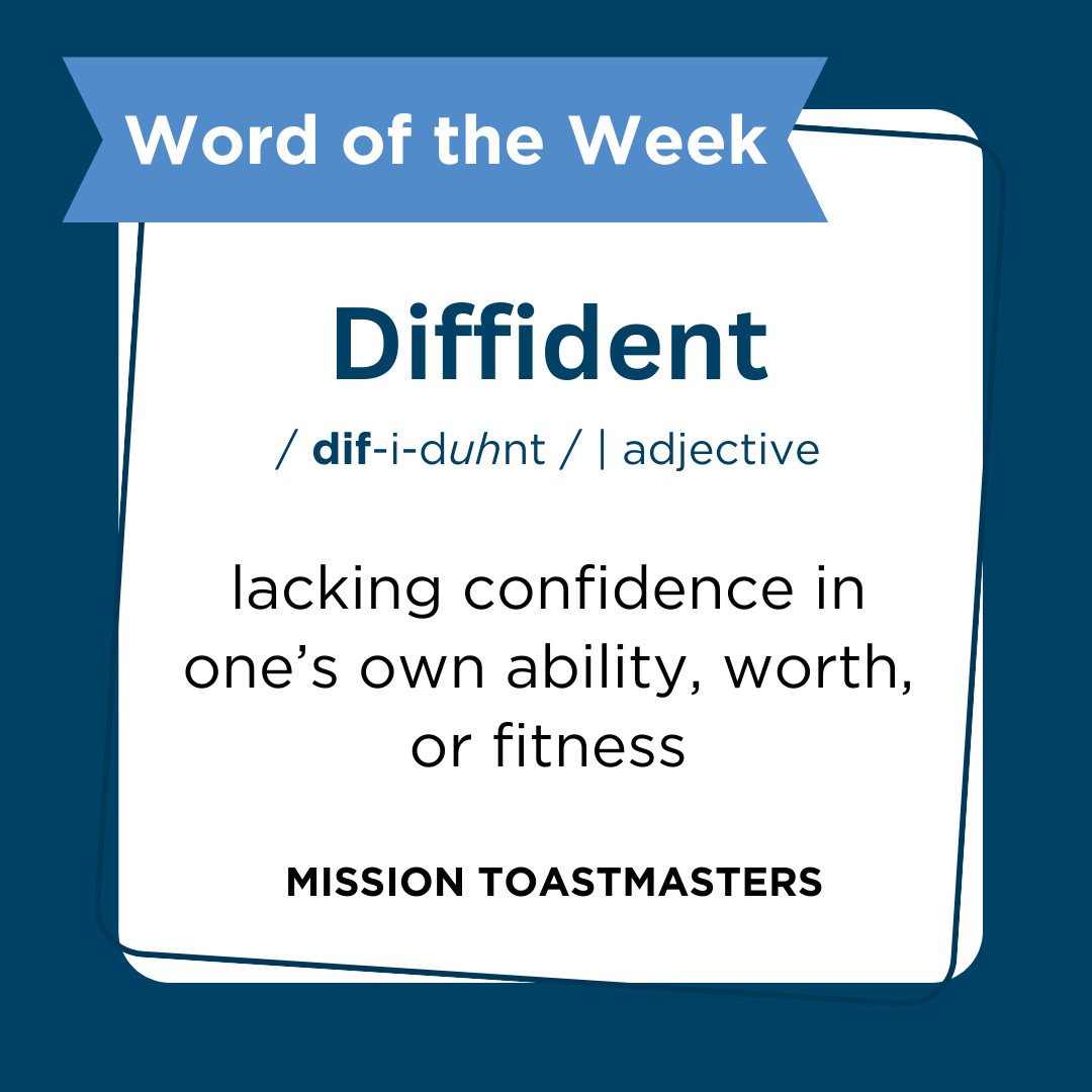 🎆 If diffidence has ever stopped you from seizing opportunities, Toastmasters is the solution. Join our supportive community and grow your confidence in 2025. Come to a meeting and see what we’re all about! 🌟💪

#JoinToastmasters #wordoftheweek #missionbc #toastmasters