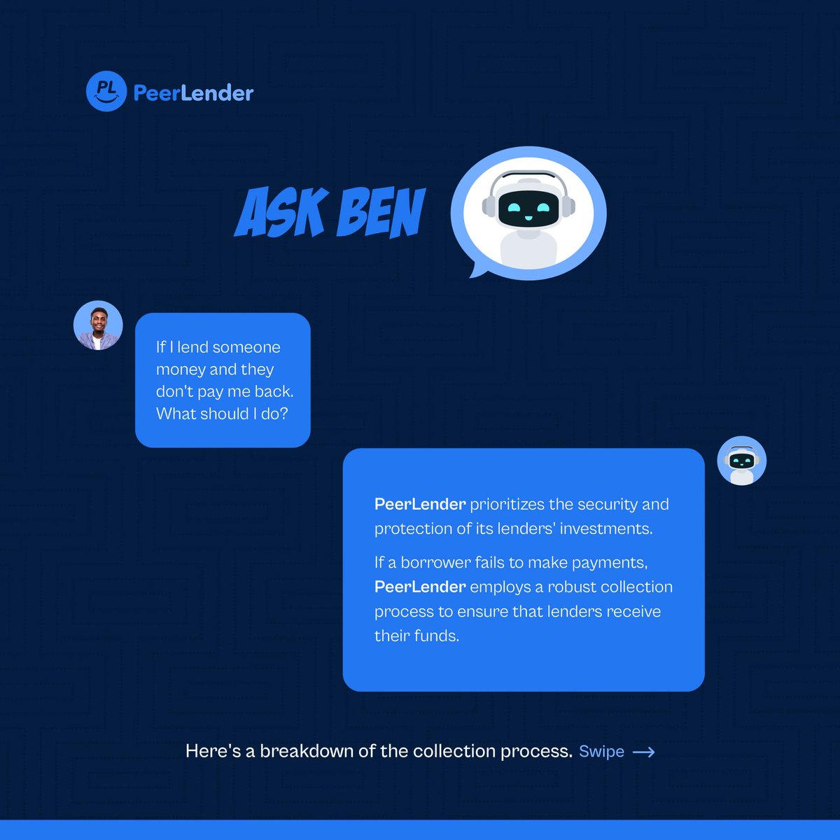 PeerLenderApp's tweet photo. It's a good day to ask Ben questions! Wondering how we guarantee repayments? Swipe... 
.
.
.
#loans #repayments #lenders #peerlenderapp #p2pbanking https://t.co/3uSc5a6AlL