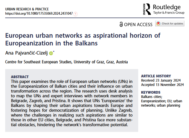 JournalURP's tweet photo. New research paper published by Ana Pajvančić-Cizelj
https://t.co/5xZ88ncnYq
#BalkanCities #Europeanization #EU #UrbanNetworks #UrbanPlanning https://t.co/b8E8e9Evly