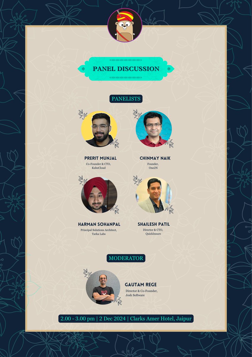 GopherConIndia's tweet image. Join us for a thought-provoking panel discussion at #GopherConIndia2024! 

Join industry experts as they discuss the latest trends, share their insights, and explore the challenges shaping the tech landscape.

#GCI24 #GopherconIndia
