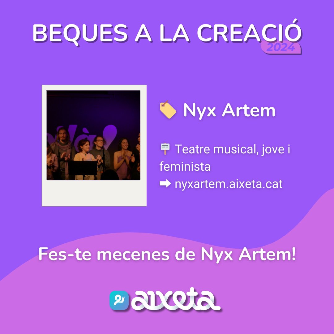 🏷️ Nyx Artem · <a href="/nyxartemcat/">Nyx Artem</a> 
🪧 Teatre musical, jove i feminista
➡️ nyxartem.aixeta.cat