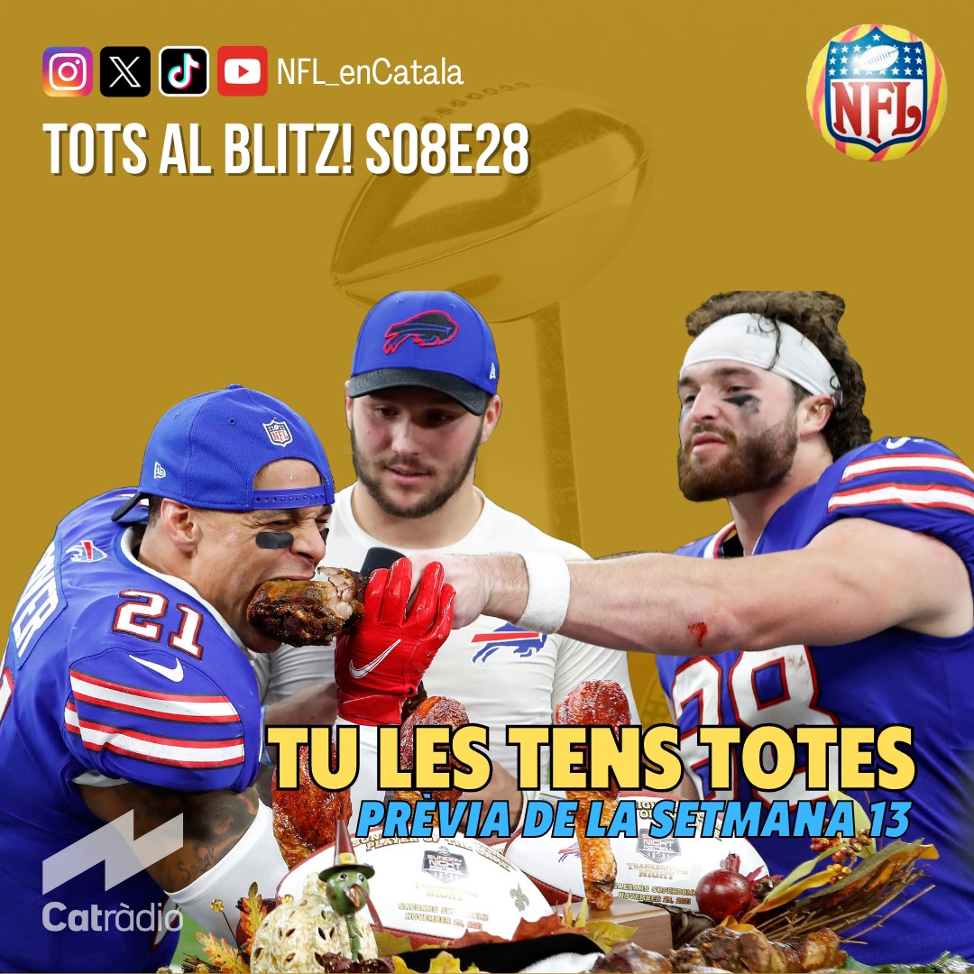 NFL_enCatala's tweet photo. 🏈👉 Tots al Blitz! S08E28 👈🏈
🦃 Ja ha arribat Thanksgiving i a les 18:30 comença el football!!
✅ Fem la previa de la jornada 13.
🔮 I el Pick'em!
Links al següent missatge (👇)
#NFLcat https://t.co/U62vvuMPcA