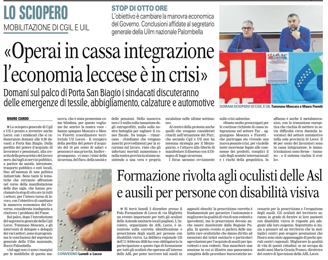 📰Oggi, sulle pagine del <a href="/Quoti_Puglia/">Quotidiano di Puglia</a> e de <a href="/LaGazzettaWeb/">La Gazzetta del Mezzogiorno</a>