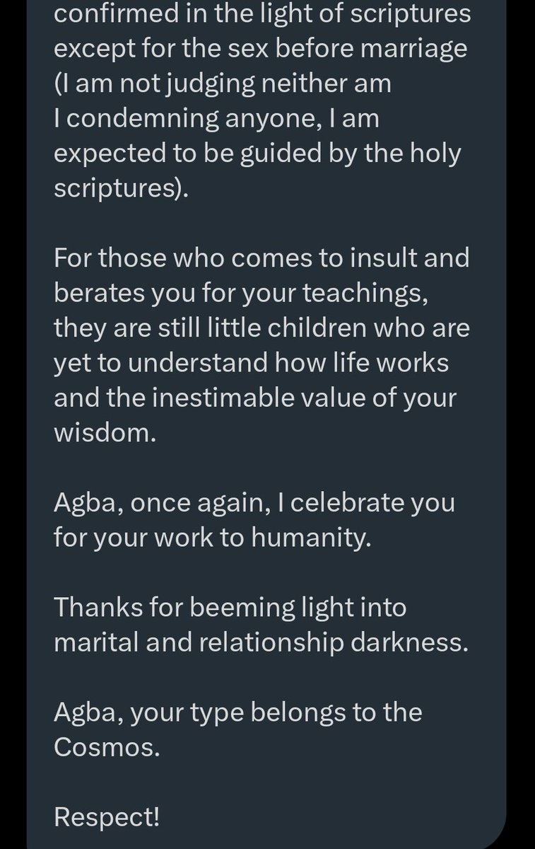 jon_d_doe's tweet photo. Thank you for your DM, pastor.

I've a question for everyone that'll read this DM.

If you were of the school of thought &amp; follow the scriptures of "no sex before marriage".

Then you unfortunately divorce. Will you go back to no sex before another marriage?

Please read 👇. https://t.co/9KYv3Kl0im
