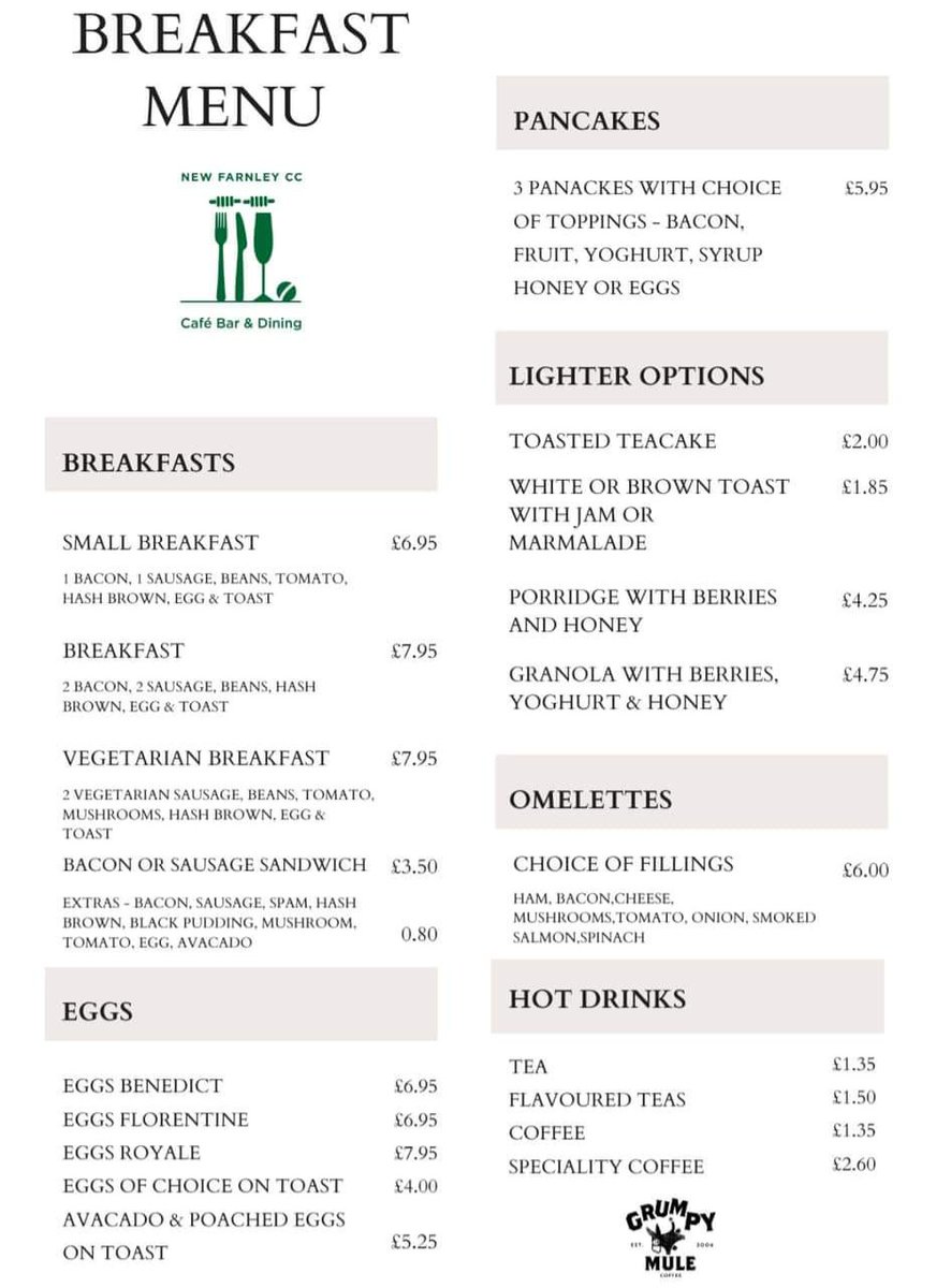 NewFarnleyCC's tweet image. Good morning. New Farnley CC Cafe Bar &amp;amp; Dining is open from 9:00am until 2:30pm. This week's pie is chicken and mushroom and the soup is pea and ham. From next week we will be doing our festive lunch time specials and afternoon tea. #keepitlocal🎅🌲❄️ newfarnleycc.co.uk/news/new-farnl…