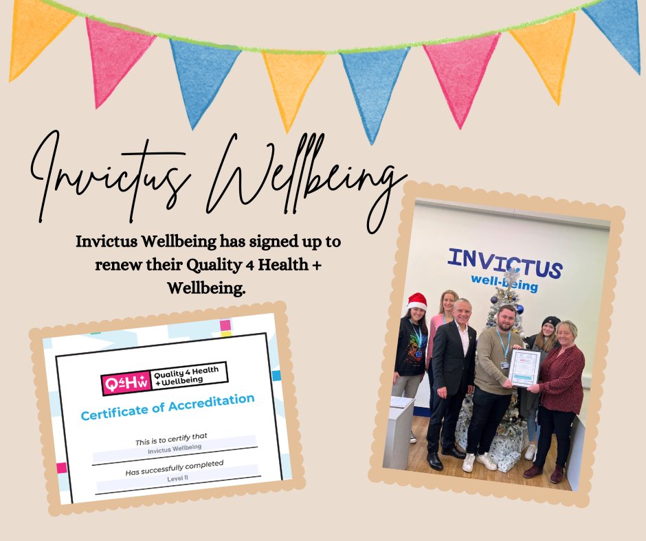 VAC 🧡 (@vaclocallives) on Twitter photo Exciting news! 🎉 <a href="/InvictusWbeing/">Invictus Wellbeing</a> have signed up to renew their Quality 4 Health + Wellbeing accreditation!
This framework supports organisations of all sizes delivering health & wellbeing services.
Want to find out more? Contact: engagement@cvac.org.uk
<a href="/Q4HW_official/">Quality 4 Health + Wellbeing</a> Exciting news! 🎉 <a href="/InvictusWbeing/">Invictus Wellbeing</a> have signed up to renew their Quality 4 Health + Wellbeing accreditation!
This framework supports organisations of all sizes delivering health & wellbeing services.
Want to find out more? Contact: engagement@cvac.org.uk
<a href="/Q4HW_official/">Quality 4 Health + Wellbeing</a>