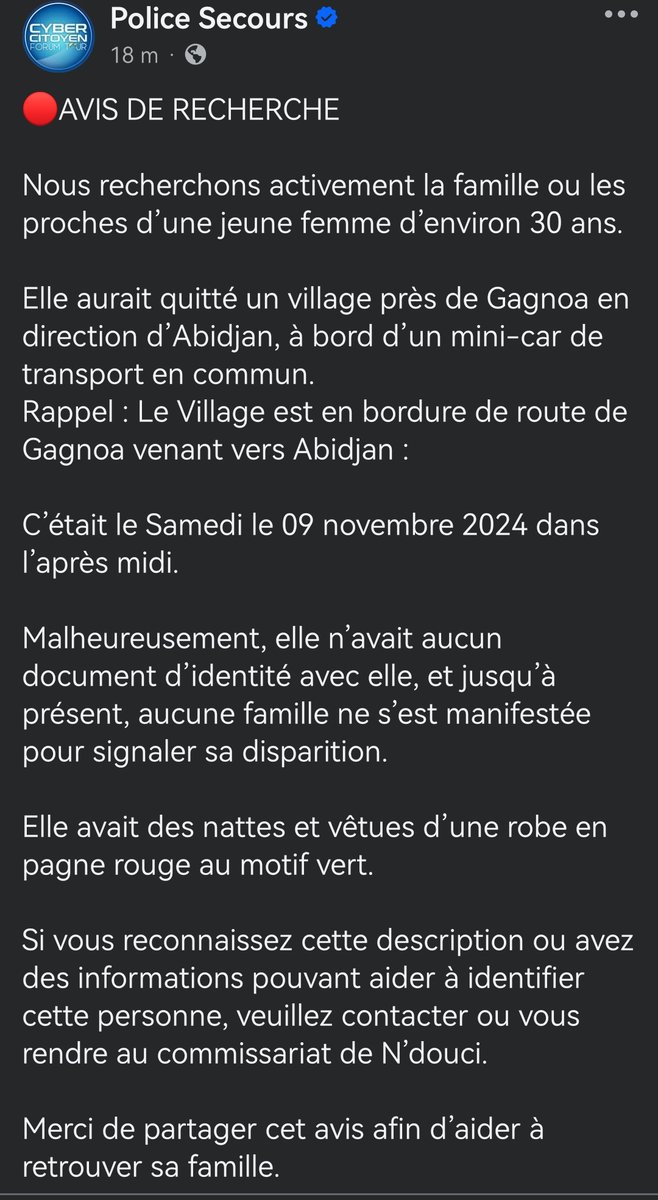 Chroniques225's tweet image. • AVIS DE RECHERCHE