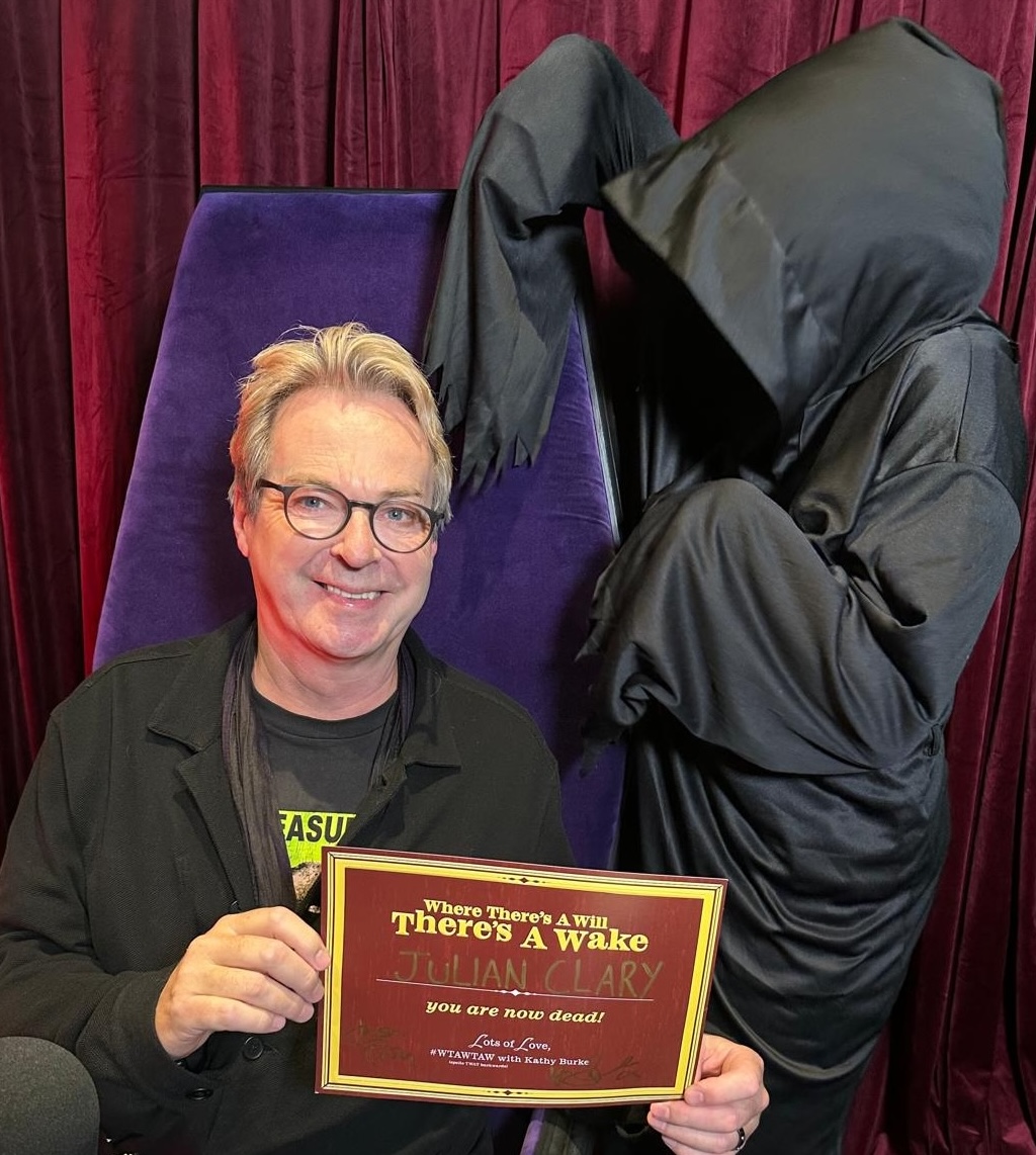 Here lies <a href="/JulianClary/">Julian Clary</a> 

BORN Monday 25th May 1959

DIED Tuesday 3rd December 2024

BRAND NEW #WTAWTAW out tomorrow!!!