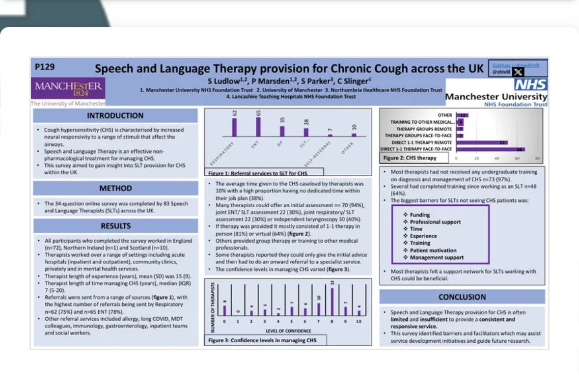 Siobhan Ludlow (@shivlil) on Twitter photo Come & see me in the poster session to learn about SLT provision for CHS <a href="/BTSrespiratory/">British Thoracic Society (BTS)</a> 10-11am Whittle & Fleming 3rd Floor P129 <a href="/RCSLT/">RCSLT 💙</a> <a href="/UpperAirwayCEN/">SLT Upper Airway CEN</a> <a href="/claire_slinger/">Claire Slinger</a> Come & see me in the poster session to learn about SLT provision for CHS <a href="/BTSrespiratory/">British Thoracic Society (BTS)</a> 10-11am Whittle & Fleming 3rd Floor P129 <a href="/RCSLT/">RCSLT 💙</a> <a href="/UpperAirwayCEN/">SLT Upper Airway CEN</a> <a href="/claire_slinger/">Claire Slinger</a>