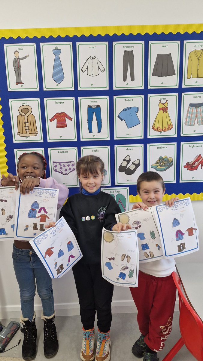 Juniors, Seniors and First Class are having so much fun learning about clothes! They are busy doing cutting and sticking and sorting activities. We really enjoyed dressing our bears for all types of weather!!