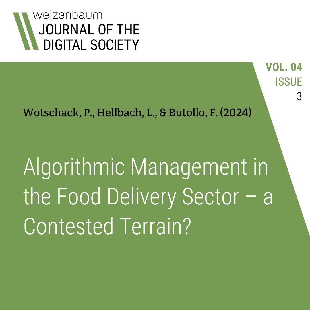JWI_Berlin's tweet photo. How are companies using algorithm-based management and performance tracking, and how do the couriers perceive them? What are the challenges for works councils and trade unions?
New paper via Weizenbaum Journal of the Digital Society #wjds: ➡️ https://t.co/0lOSqMQ88c https://t.co/KYjqO5tNxL