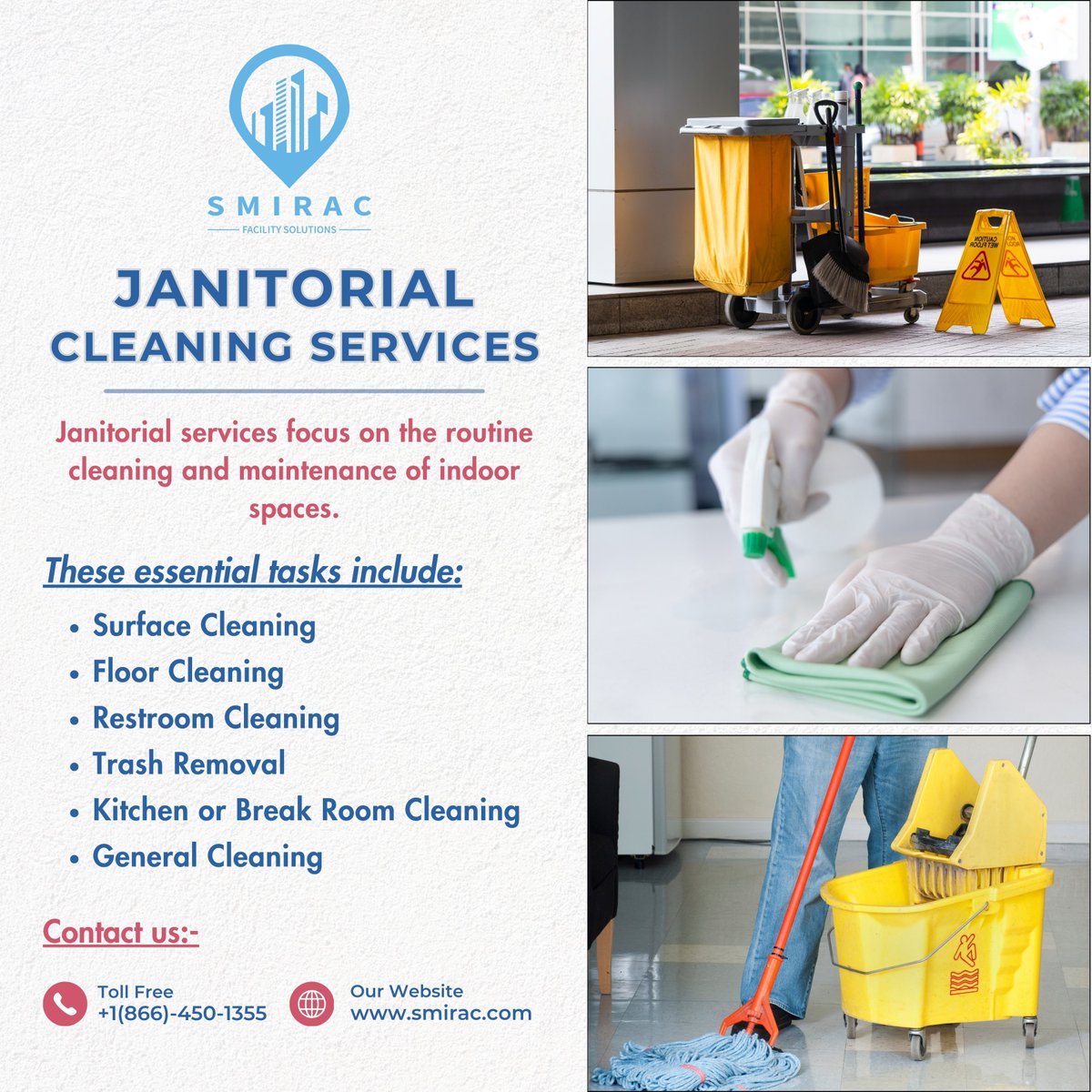 SmiracSolutions's tweet photo. SmiRac Facility Services: Your Trusted Janitorial Cleaning Solution 

📞 Contact us today for a cleaner, greener tomorrow!

#smiracshine #CleaningExperts #smiracsolutions #EcoFriendlyCleaning #professionalcleaning #smiracfacilityservices #CleanSpaces #SmiRacClean https://t.co/mOUSK8eBOn