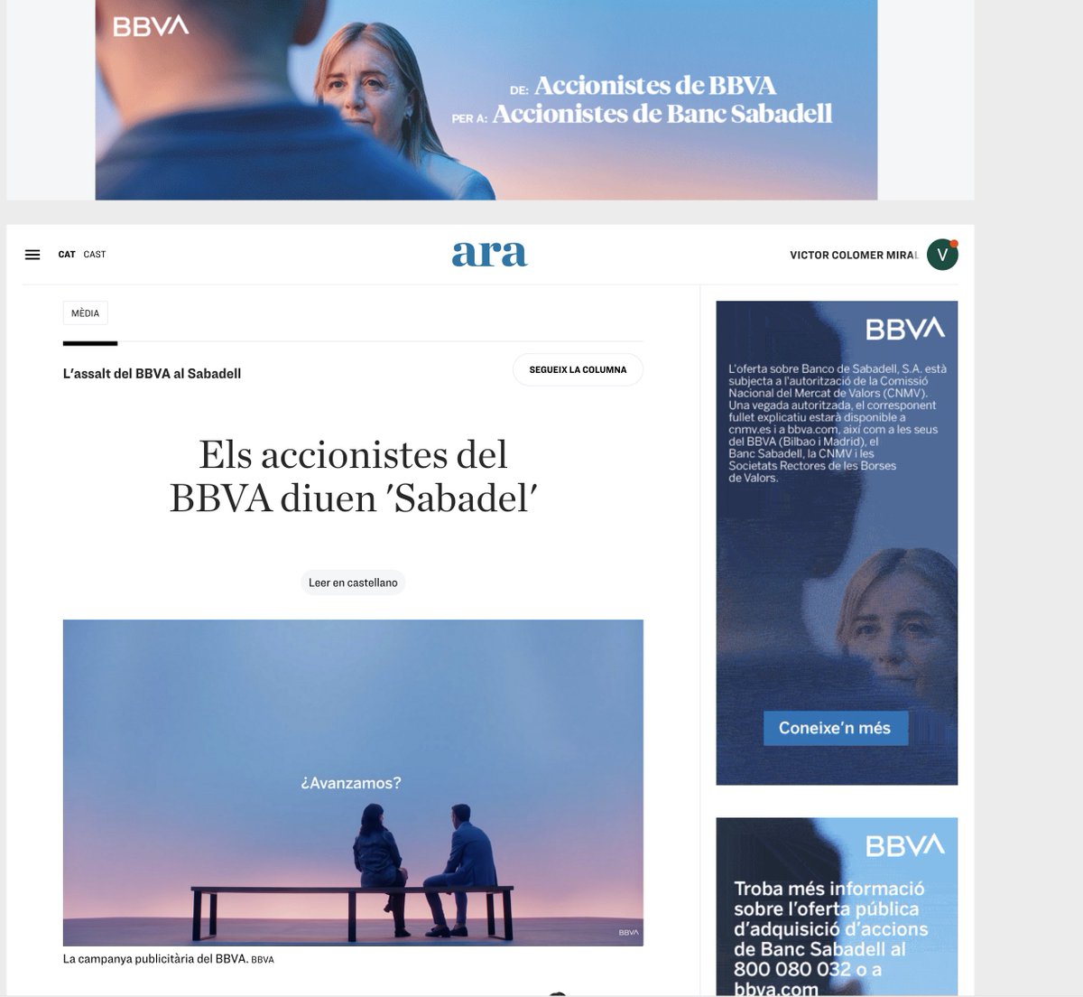 La critica televisiva de l´@ARAopinió d´avui ara.cat/firmes/monica_… sobre els anuncis de BBVA, rodejada d' anuncis reals del BBVA.