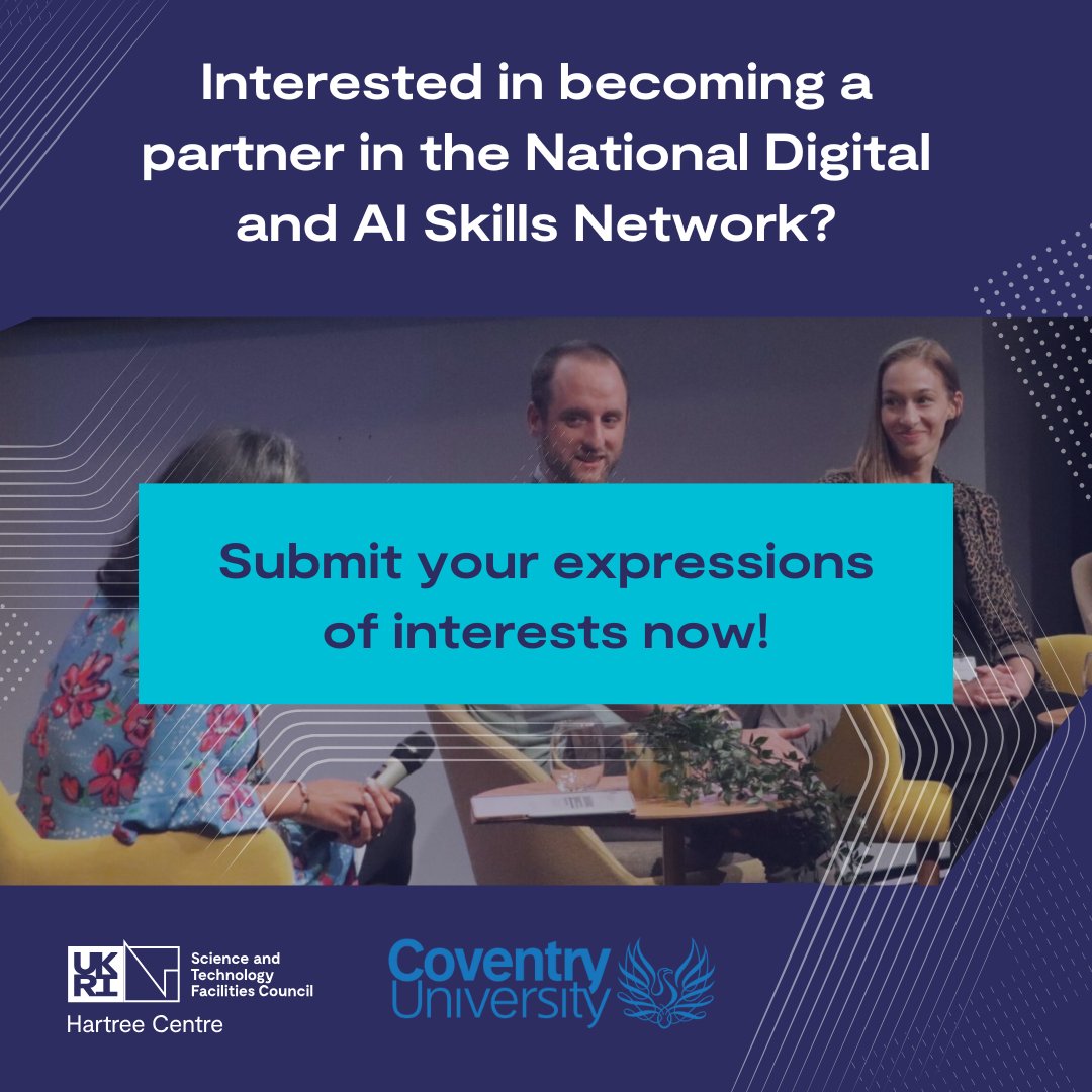 Hartree Centre (@hartreecentre) on Twitter photo Is your organisation interested in advancing #AI and #digital #skills in the West Midlands and across the UK?
Become a partner in our National Digital & AI Skills Network, an initiative between us and <a href="/covcampus/">Coventry University</a>.
Read more and register your interest: lnkd.in/dd3XUXJa Is your organisation interested in advancing #AI and #digital #skills in the West Midlands and across the UK?
Become a partner in our National Digital & AI Skills Network, an initiative between us and <a href="/covcampus/">Coventry University</a>.
Read more and register your interest: lnkd.in/dd3XUXJa