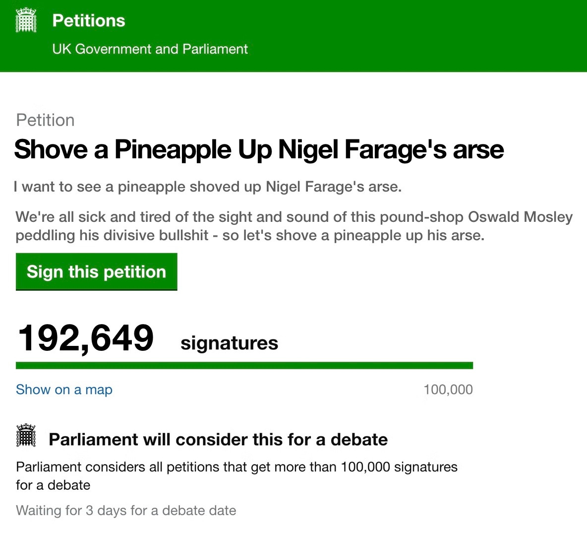 Socialist Opera Singer (@operasocialist) on Twitter photo Now here's a petition I could get behind <a href="/Nigel_Farage/">Nigel Farage MP</a> 
#Farage Now here's a petition I could get behind <a href="/Nigel_Farage/">Nigel Farage MP</a> 
#Farage