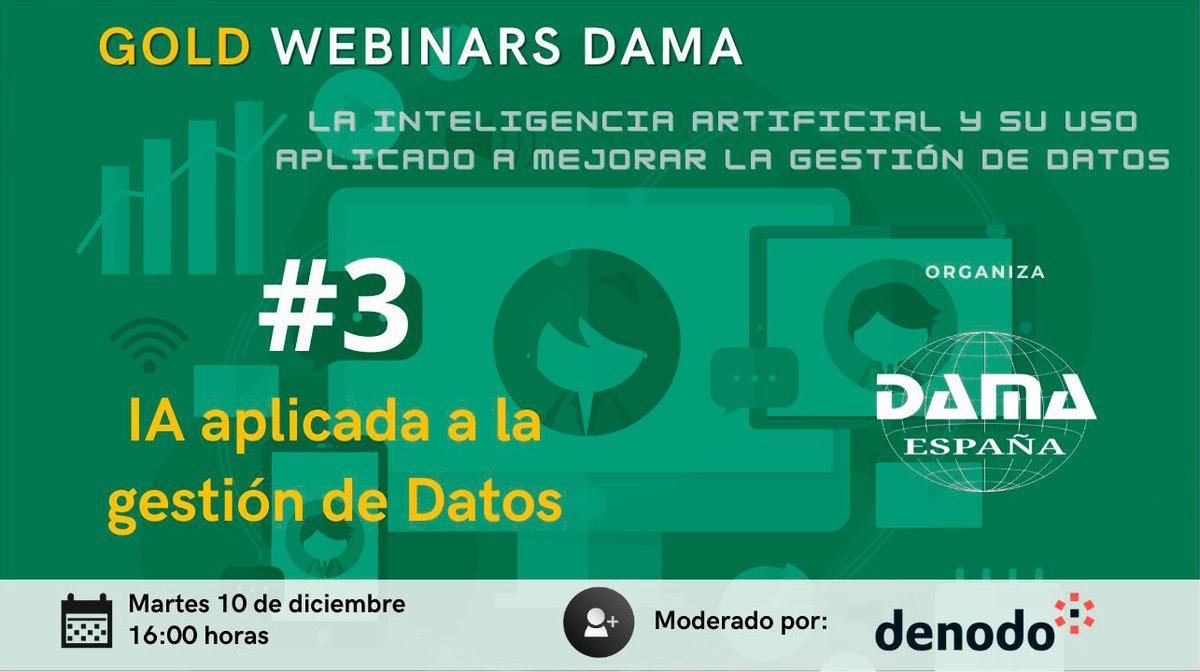 🤖📊 IA aplicada a la gestión de datos

⭐ ¡El tercer capítulo de nuestros "Gold Webinars", será moderada por <a href="/denodo/">Denodo</a>

Regístrate al Webinar #3 de DAMA España sobre Inteligencia Artificial:
📅 10 de diciembre, 16:00 horas

events.teams.microsoft.com/event/0090f408…