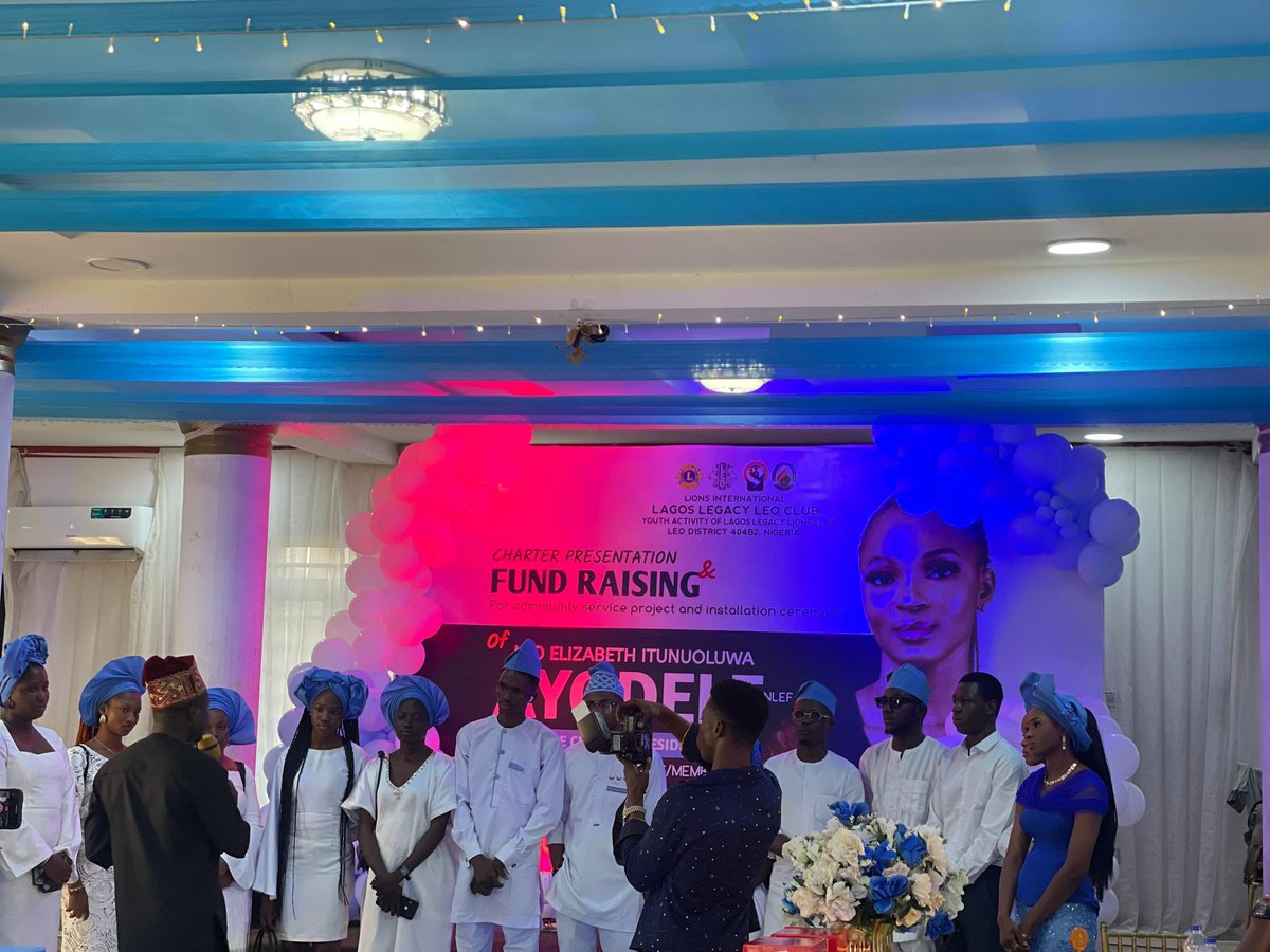Lagosapexleo's tweet photo. We are honored to attend the Charter Presentation and Fundraising Ceremony of Lagos Legacy Leo Club, as they celebrate a new chapter of service and impact. 

🥂 to greater community service to humanity.

@Ld404b2Nig @District404B2Ng @lionsclubs https://t.co/2jba0Qc53H