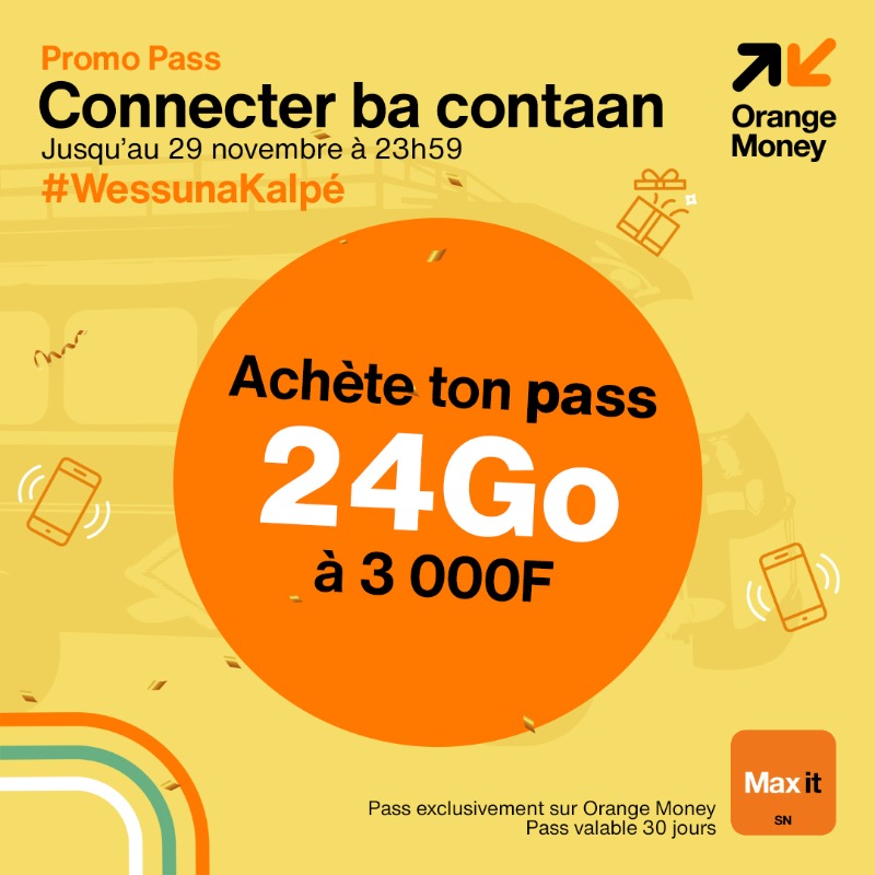orange_sn's tweet photo. Tay lou khéree , lou wow kong laniou léen andil, 
24 Go a 3 000 FCFA dong 😍🔥 
Tay mou neex ! 
wawwaaaw  24 Go à 3000F exclusivement sur Orange Money valable 30 J.
Beussoub téraanga jiiii, xeweul la nu len di may beu nguén dooyal !

Ibou