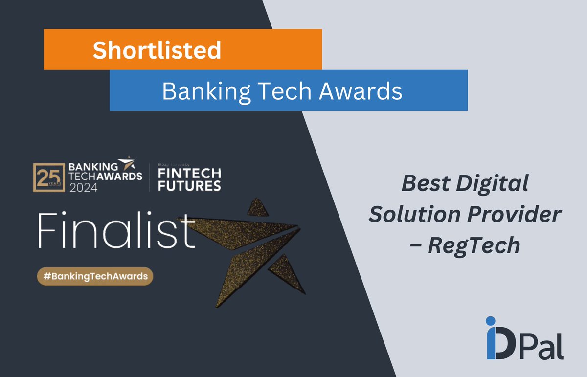 ID-Pal (@tweetidpal) on Twitter photo ID-Pal has been shortlisted in the āBest Digital Solution Provider ā RegTechā category at the UK Banking Tech Awards by <a href="/FinTech_Futures/">FinTech Futures</a>, with the awards ceremony taking place in London next week.
Weāll be keeping our fingers crossed for the big night!
id-pal.com/id-pal-shortli⦠ID-Pal has been shortlisted in the āBest Digital Solution Provider ā RegTechā category at the UK Banking Tech Awards by <a href="/FinTech_Futures/">FinTech Futures</a>, with the awards ceremony taking place in London next week.
Weāll be keeping our fingers crossed for the big night!
id-pal.com/id-pal-shortliā¦