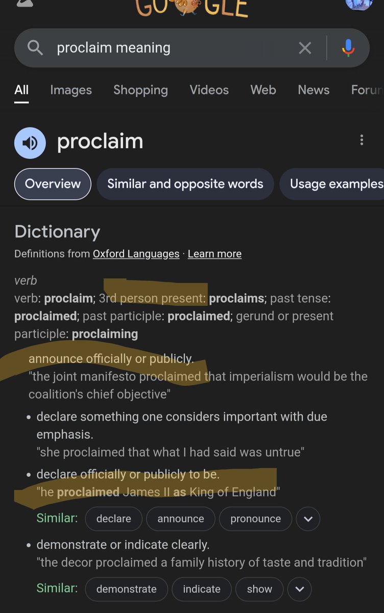 Profess.... And it's synonyms...