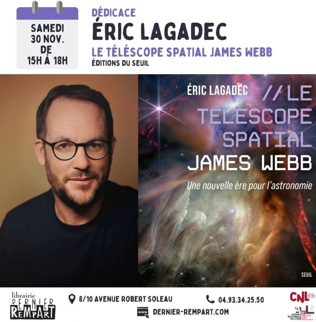 Si vous êtes près d'Antibes samedi, venez découvrir mon nouveau livre.
Spoiler: c'est super beau! Ça raconte l'Univers avec les images splendides du JWST!