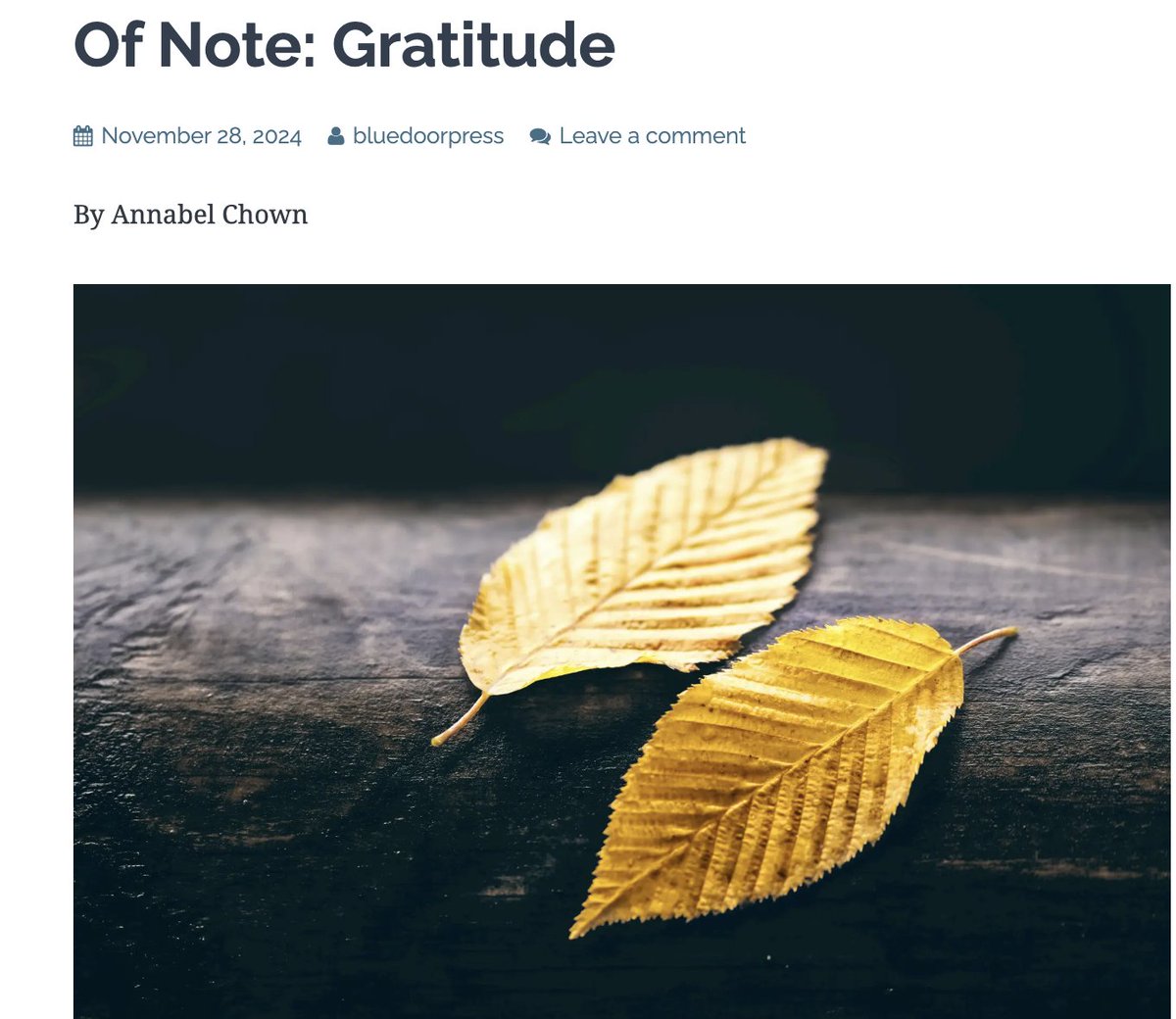 Blue Door Press (@bluedoorpress) on Twitter photo A heartwarming read on a cold morning. <a href="/annabelchown1/">Annabel Chown</a>'s new piece in our 'Of Note' series explores the value of gratitude, both in our lives and also as a stimulus for our creativity. bluedoorpress.co.uk/category/blog/… A heartwarming read on a cold morning. <a href="/annabelchown1/">Annabel Chown</a>'s new piece in our 'Of Note' series explores the value of gratitude, both in our lives and also as a stimulus for our creativity. bluedoorpress.co.uk/category/blog/…