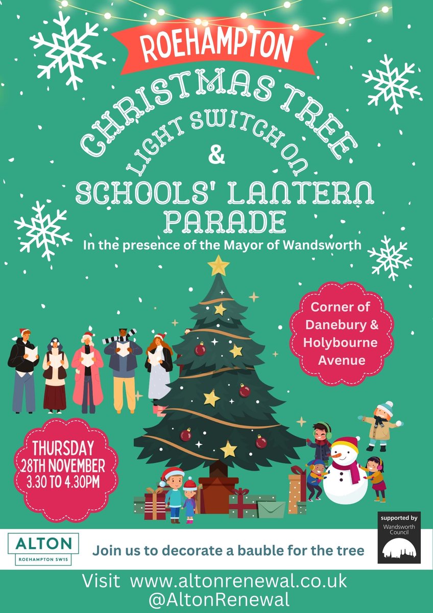 Join us from 3.30pm today for the Roehampton Tree Switch On and decorate a bauble for the tree. Its beginning to feel a lot like Christmas 🌲🎅🏽