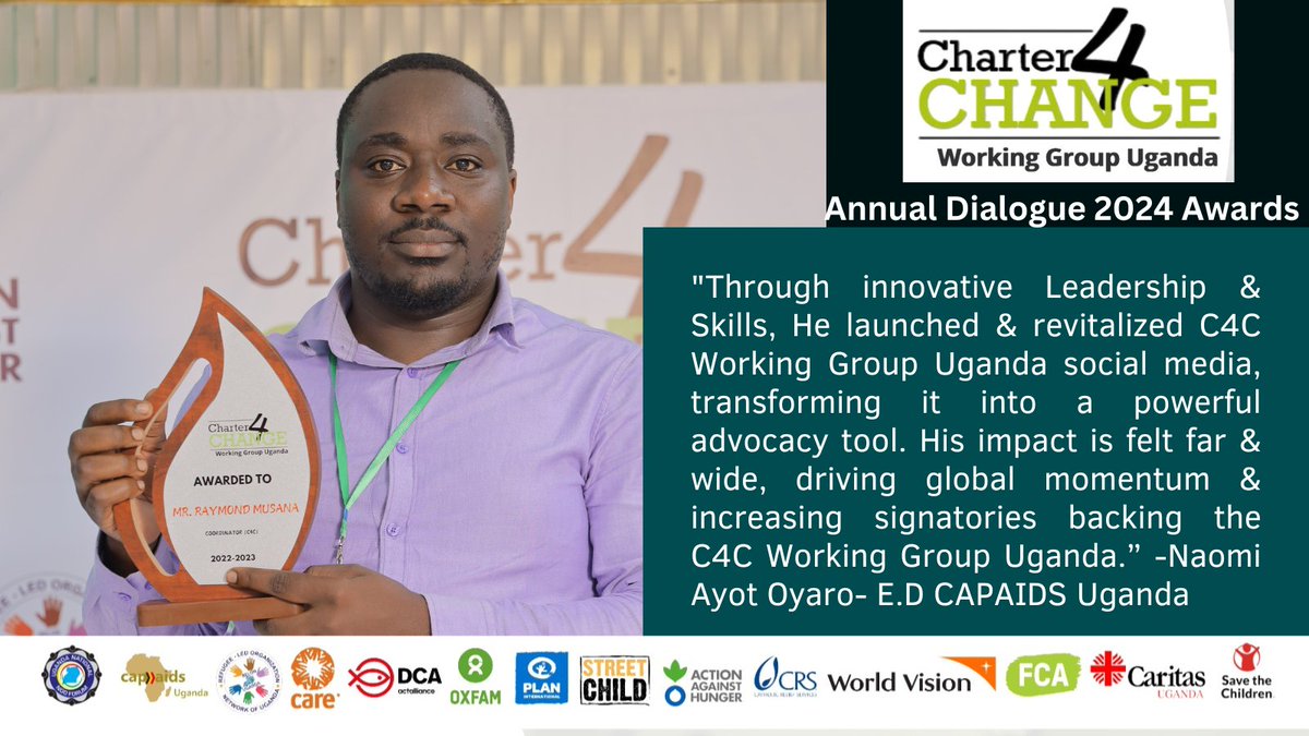 CapaidsUganda's tweet image. Congratulations to our own @musana_raymond for his strategic, exceptional, innovation and dedication to #LocalizationUg. Raymond, was instrumental in launching @C4C_Uganda, a plateform that significantly boosted the visibility and support for the Working Group in Uganda, His…