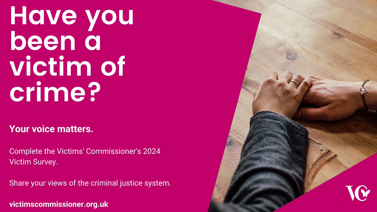 Have you been a victim of crime? Your feedback could shape the future of support for victims in England and Wales. Make your voice heard. 15 minutes of your time today could help victims tomorrow. Take our annual victims’ survey eu.research.net/r/OVC24
#VictimsSurvey2024